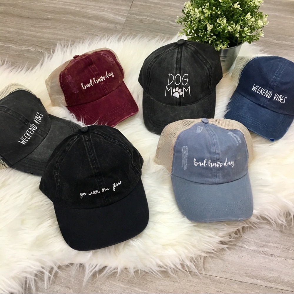 WEEKEND VIBES Distressed Mesh Baseball Cap - Picture 7 of 8